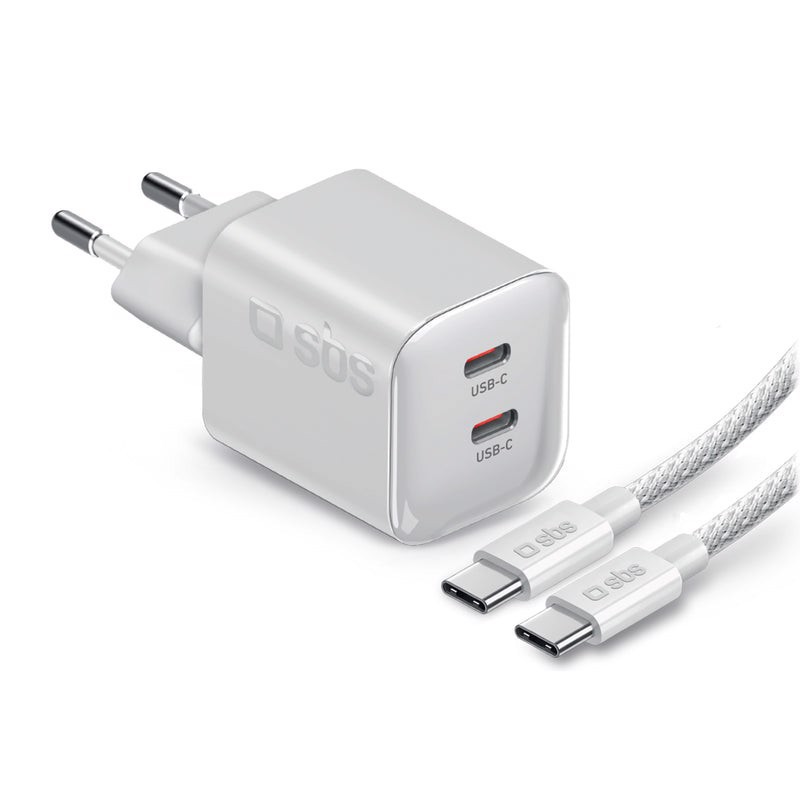 SBS TETRKITGAN2C100MINI Caricabatterie per dispositivi mobili Smartphone, Tablet, Computer portatile Bianco AC Ricarica rapida Interno