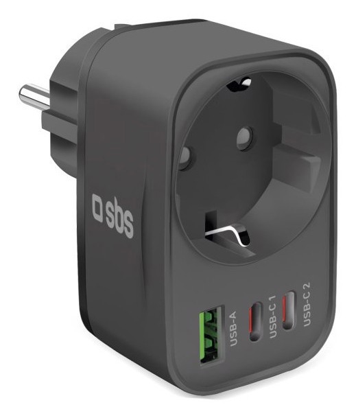 SBS TETRPLUG1USB2CPD30 Caricabatterie per dispositivi mobili Universale Nero AC Interno