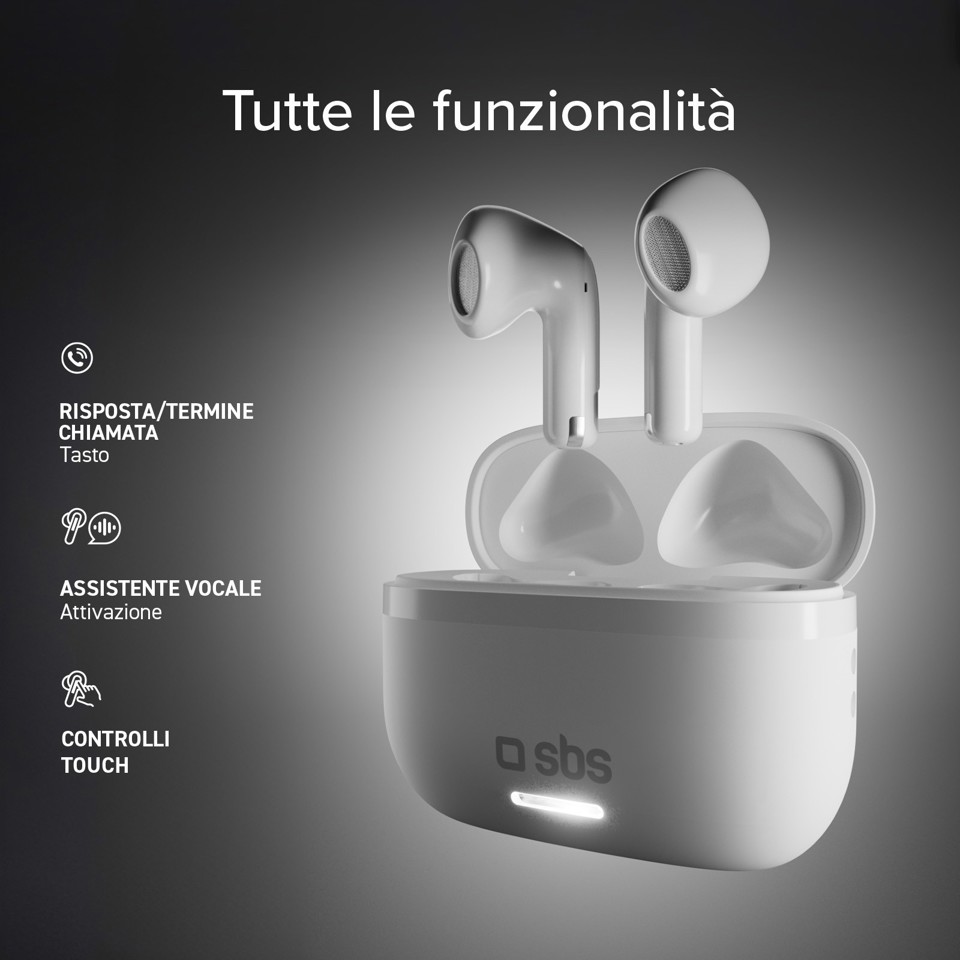SBS TETWSAIRSPACEBTW cuffia e auricolare True Wireless Stereo (TWS) In-ear Musica e Chiamate Bianco