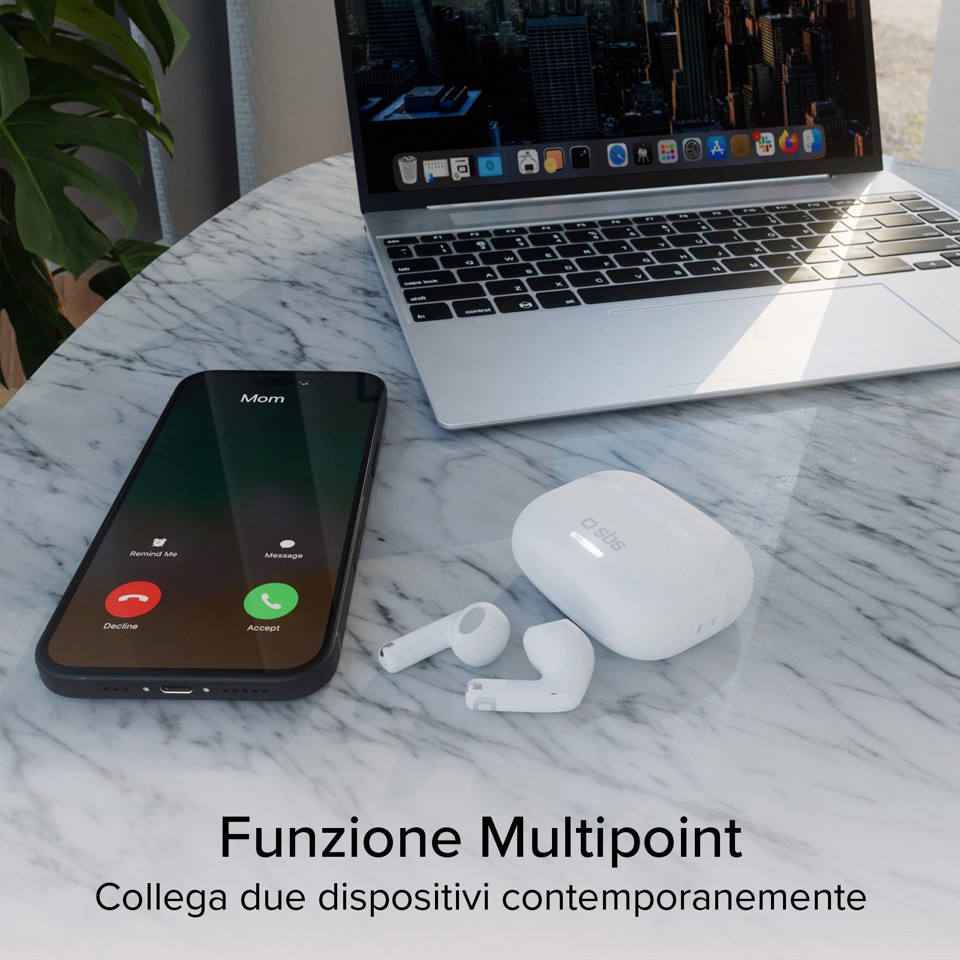 SBS TETWSAIRSPACEBTW cuffia e auricolare True Wireless Stereo (TWS) In-ear Musica e Chiamate Bianco