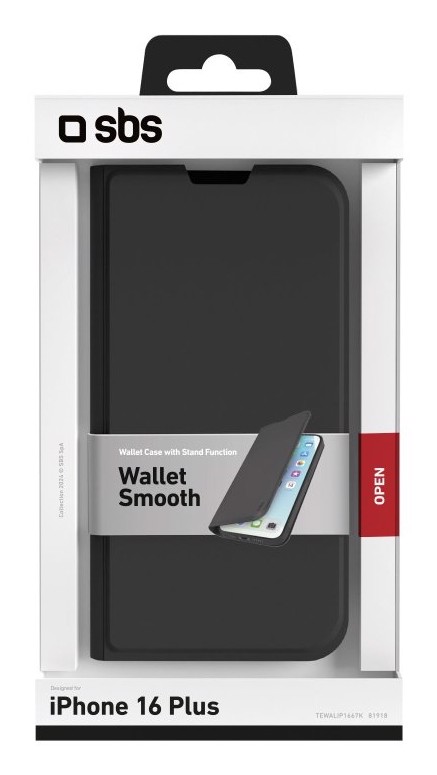 SBS TEWALIP1667K Custodia a borsellino Nero iphone 16plus