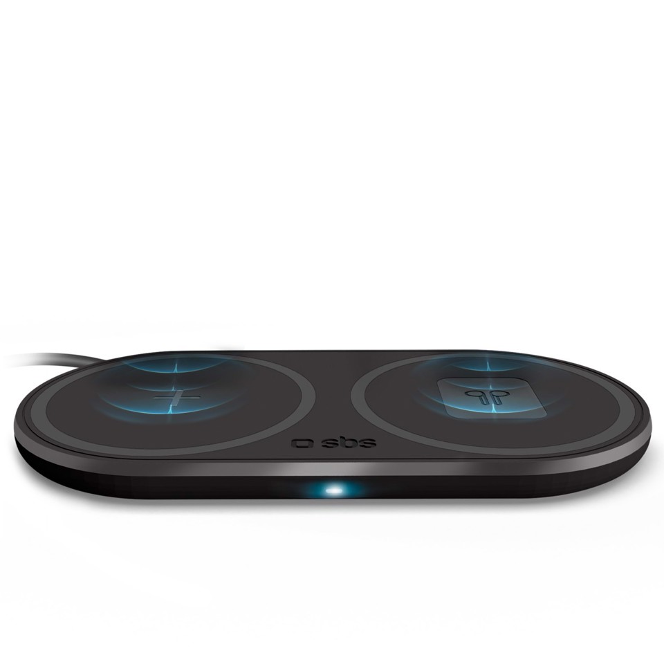 SBS TEWIRE20WDOUB Caricabatterie per dispositivi mobili Auricolare, Smartphone Nero USB Carica wireless Ricarica rapida Interno
