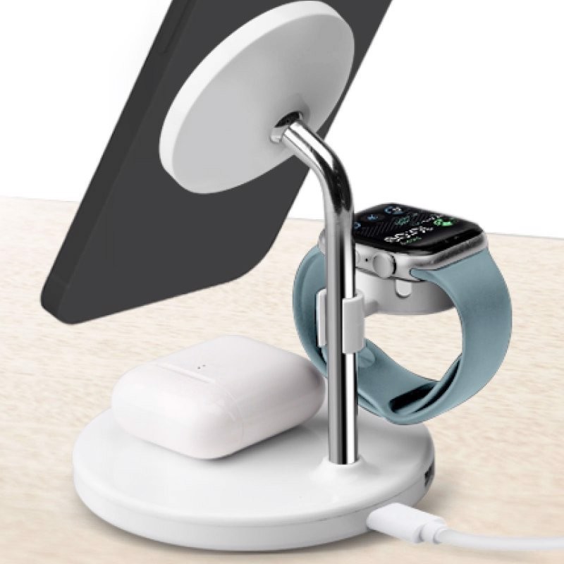 SBS TEWIRMAG3IN1 Caricabatterie per dispositivi mobili Cuffie, Smartphone, Orologio intelligente Bianco USB Carica wireless Ricarica rapida Interno