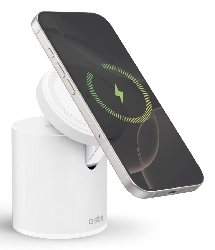 SBS TEWIRMAGFOLD2IN1 Caricabatterie per dispositivi mobili Auricolare, Smartphone Bianco USB Carica wireless Ricarica rapida Interno