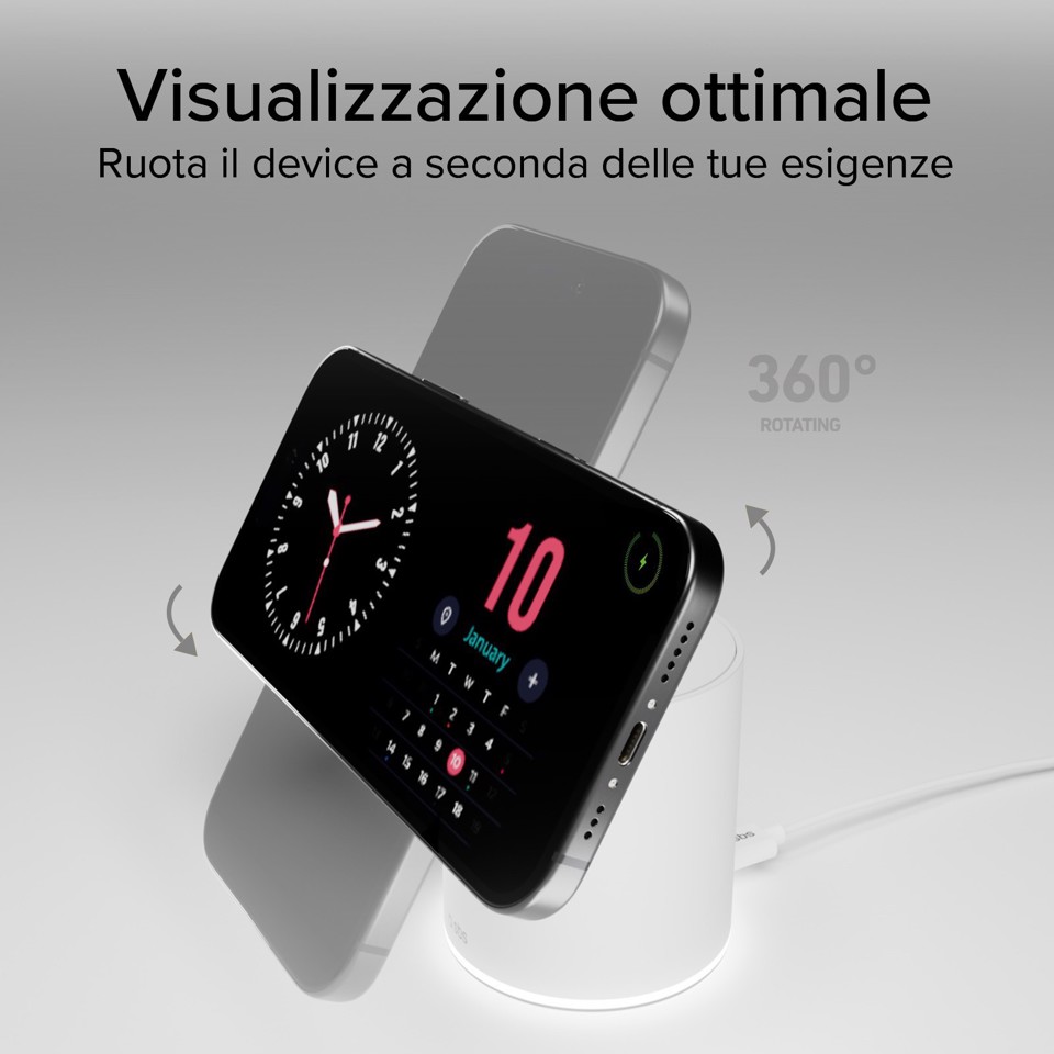 SBS TEWIRMAGFOLD2IN1 Caricabatterie per dispositivi mobili Auricolare, Smartphone Bianco USB Carica wireless Ricarica rapida Interno