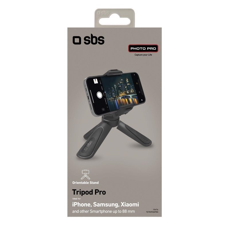 SBS Tripod Pro - Treppiede orientabile con supporto per video e foto
