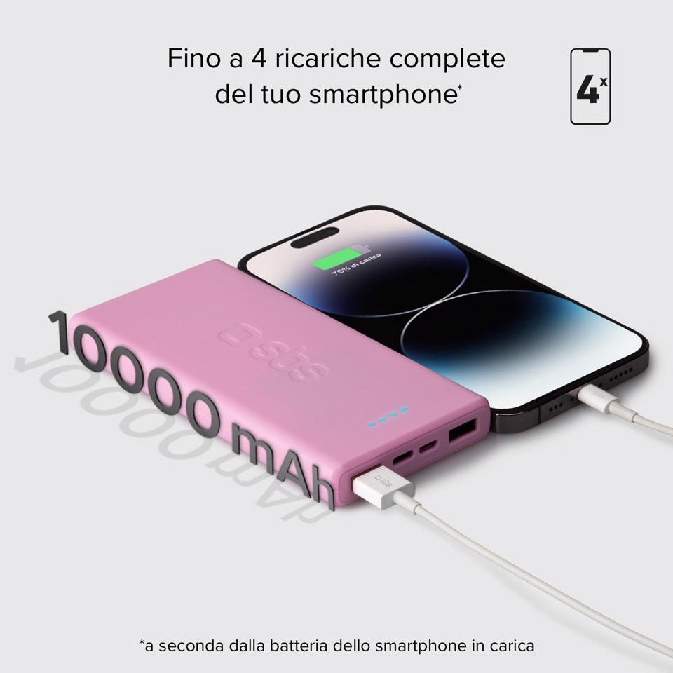 SBS TTBB10000FASTP batteria portatile Polimeri di litio (LiPo) 10000 mAh Rosa