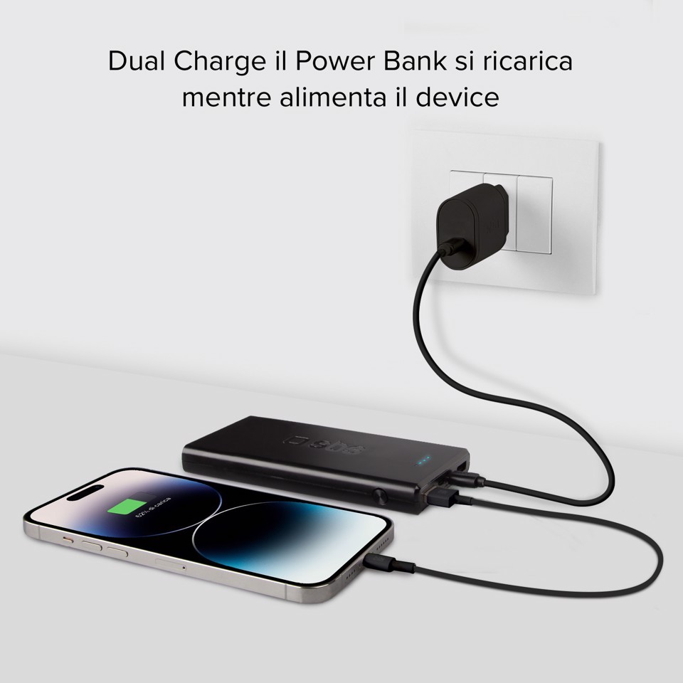 SBS TTBB10000FASTPD2 batteria portatile 10000 mAh Nero