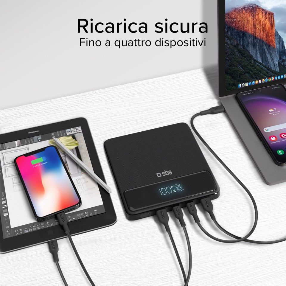 SBS TTBB20000PD100W batteria portatile 20000 mAh Nero