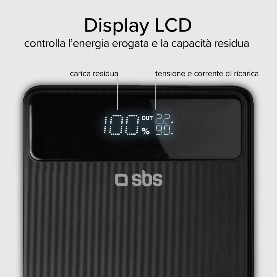 SBS TTBB20000PD100W batteria portatile 20000 mAh Nero