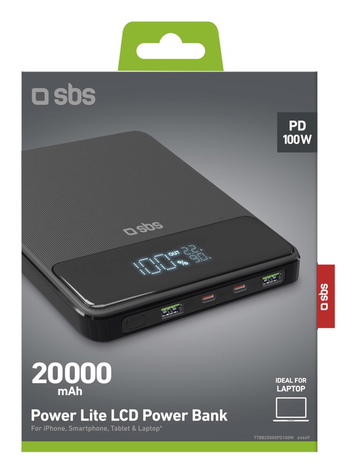 SBS TTBB20000PD100W batteria portatile 20000 mAh Nero