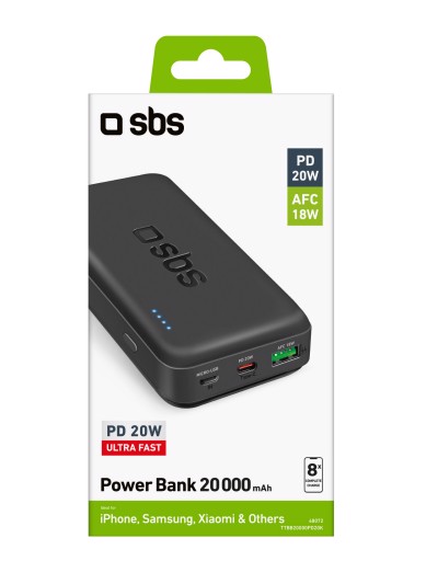 SBS TTBB20000PD20K batteria portatile Polimeri di litio (LiPo) 20000 mAh Nero