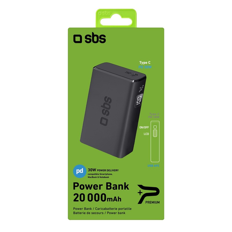 SBS TTBB20000PD30WK batteria portatile Ioni di Litio 20000 mAh Nero