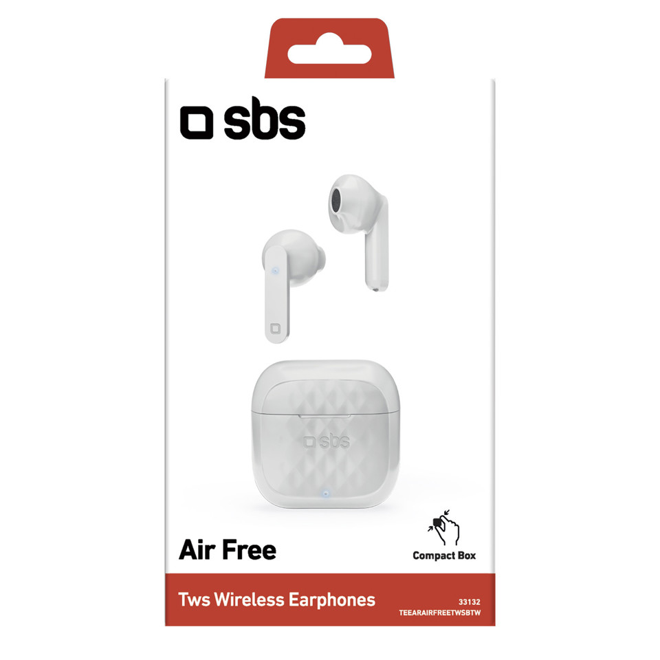 SBS TWS Air Free Cuffie Auricolare Base di ricarica Bianco