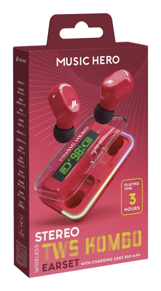 SBS TWS Kombo Auricolare True Wireless Stereo (TWS) In-ear Musica e Chiamate Bluetooth Rosso