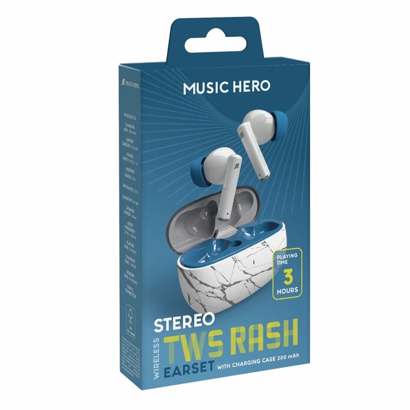 SBS TWS Rash Auricolare True Wireless Stereo (TWS) In-ear Musica e Chiamate Blu, Bianco