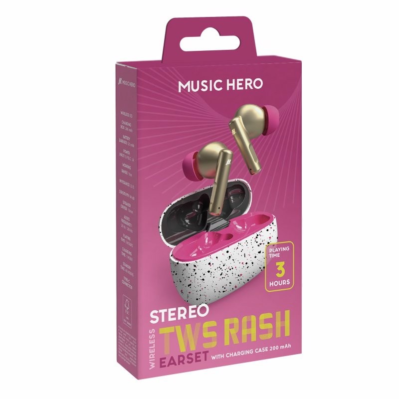 SBS TWS Rash Auricolare True Wireless Stereo (TWS) In-ear Musica e Chiamate Oro, Rosa, Bianco