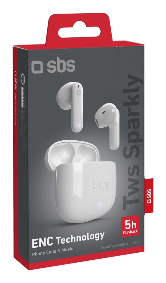 SBS TWS Sparkly Auricolare True Wireless Stereo (TWS) In-ear Musica e Chiamate Bluetooth Bianco