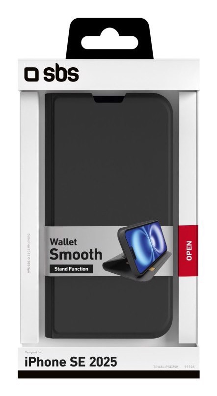 SBS Wallet custodia per cellulare 15,5 cm (6.1") Custodia a borsellino Nero  iphone 17e 16e