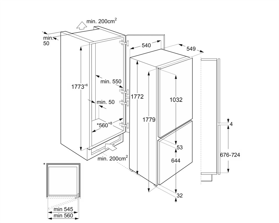 Smeg C4172F frigorifero con congelatore Da incasso 268 L F Bianco
