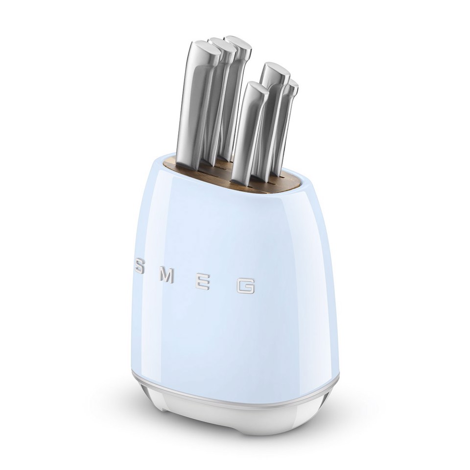 Smeg Ceppo con coltelli 50's Style - Azzurro LUCIDO - KBSF02PB