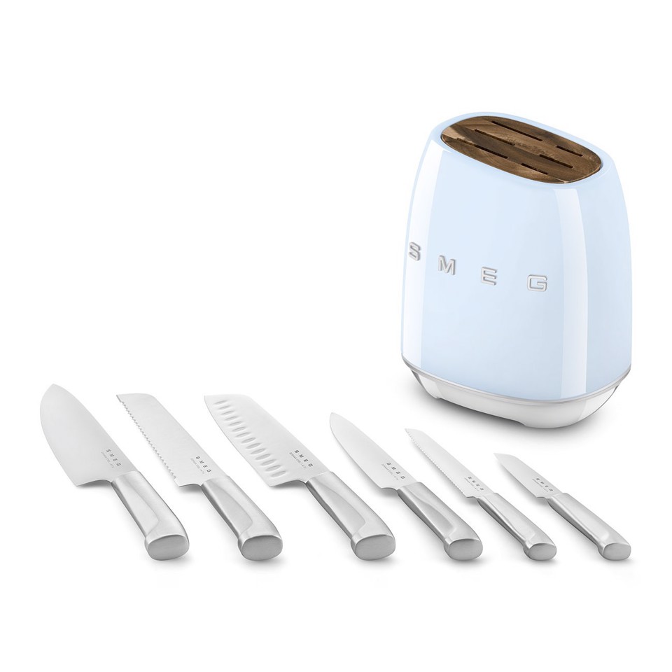Smeg Ceppo con coltelli 50's Style - Azzurro LUCIDO - KBSF02PB