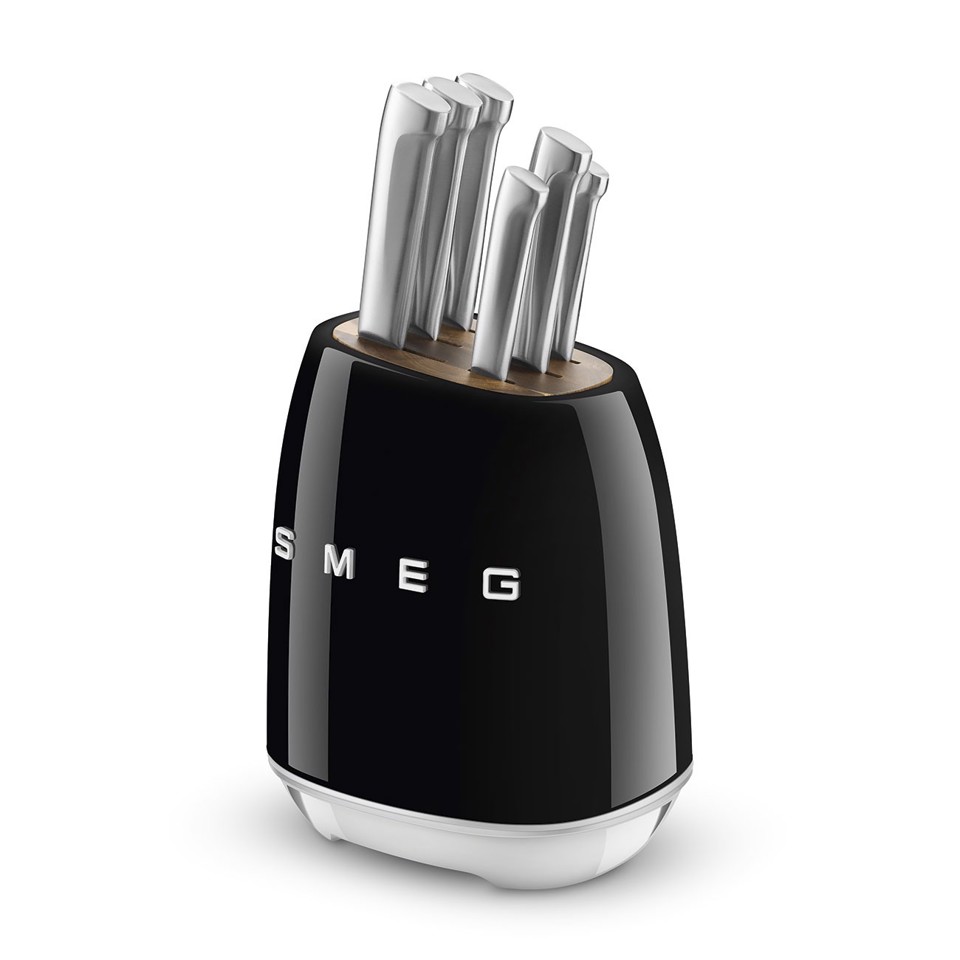 Smeg Ceppo con coltelli 50's Style - Nero LUCIDO - KBSF02BL