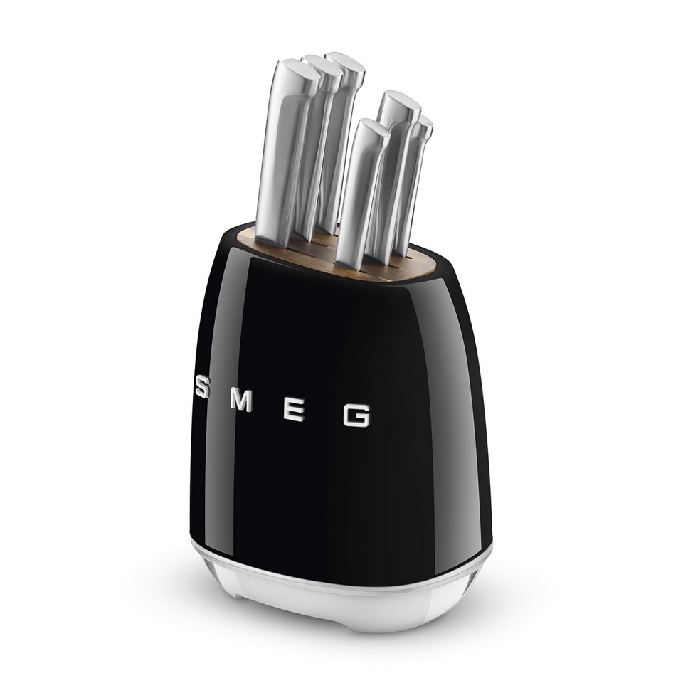 Smeg Ceppo con coltelli 50's Style - Nero LUCIDO - KBSF02BL
