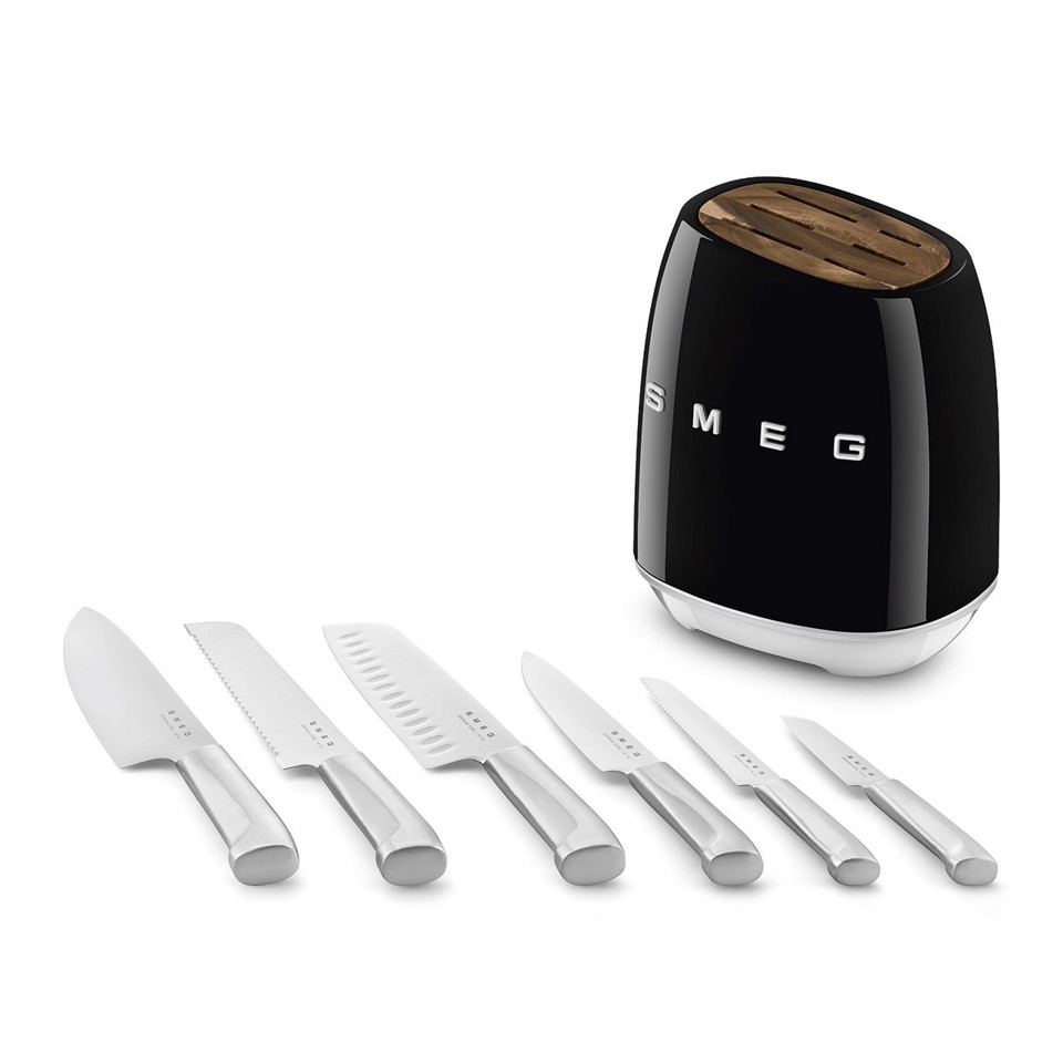 Smeg Ceppo con coltelli 50's Style - Nero LUCIDO - KBSF02BL