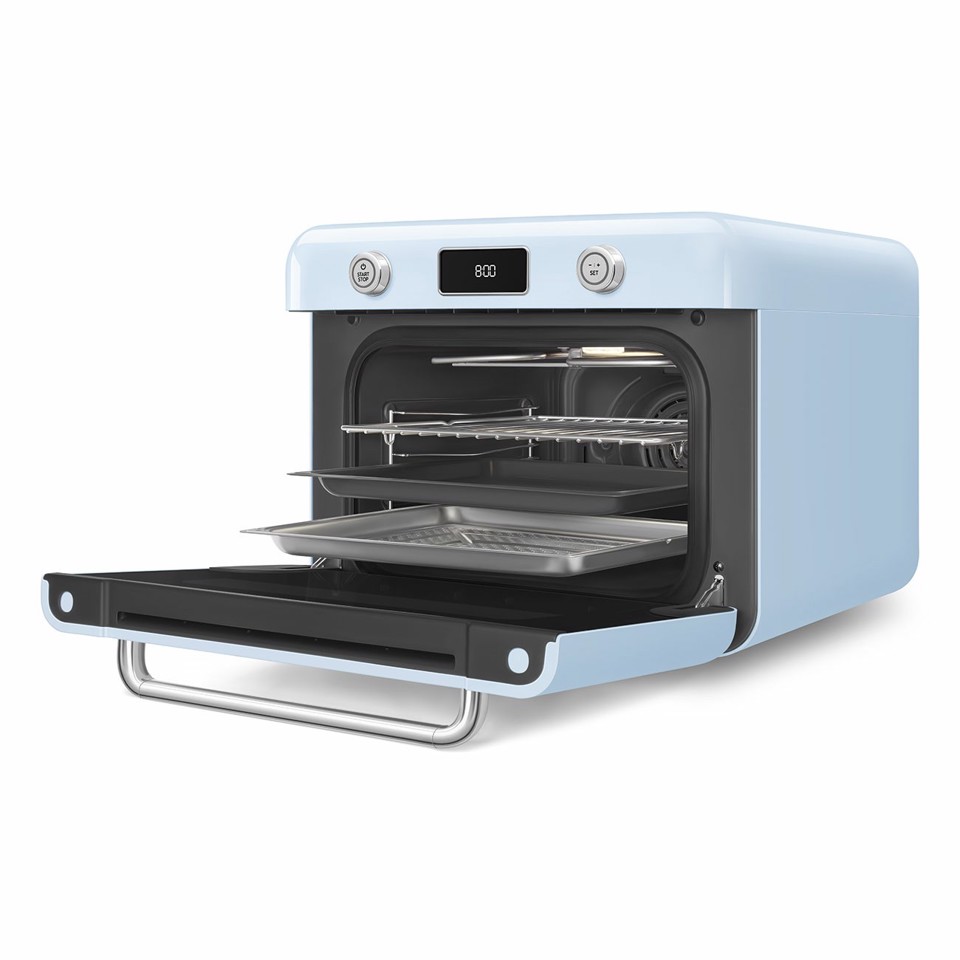Smeg COF01PBEU forno a vapore Piccolo Blu, Acciaio inox Pulsanti, Manopola
