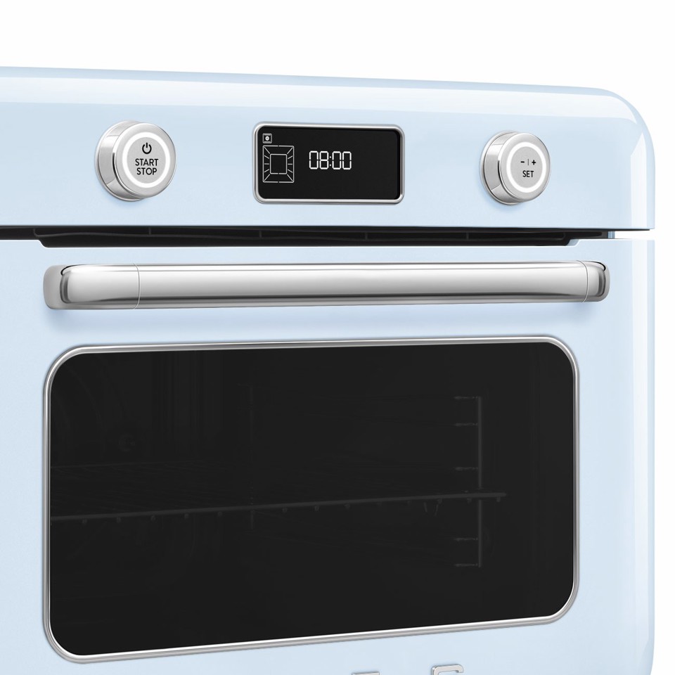 Smeg COF01PBEU forno a vapore Piccolo Blu, Acciaio inox Pulsanti, Manopola