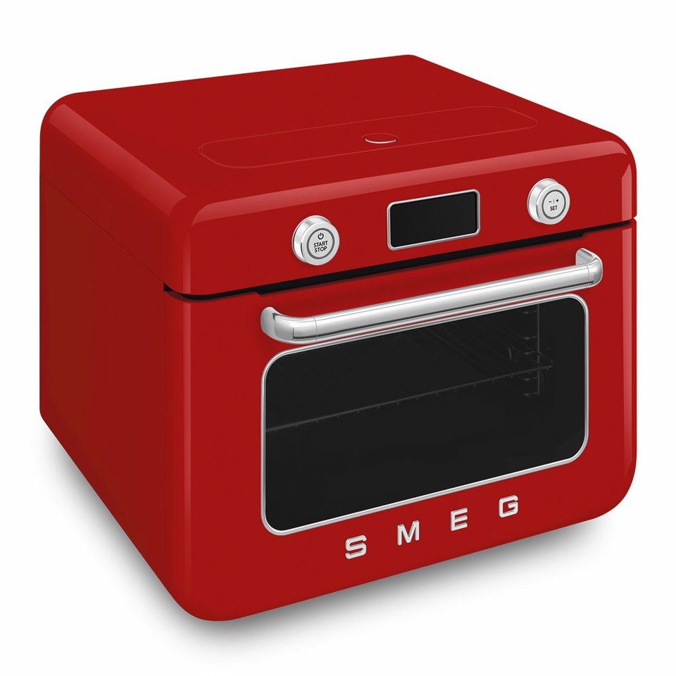 Smeg COF01RDEU forno a vapore Piccolo Rosso, Acciaio inox Pulsanti, Manopola