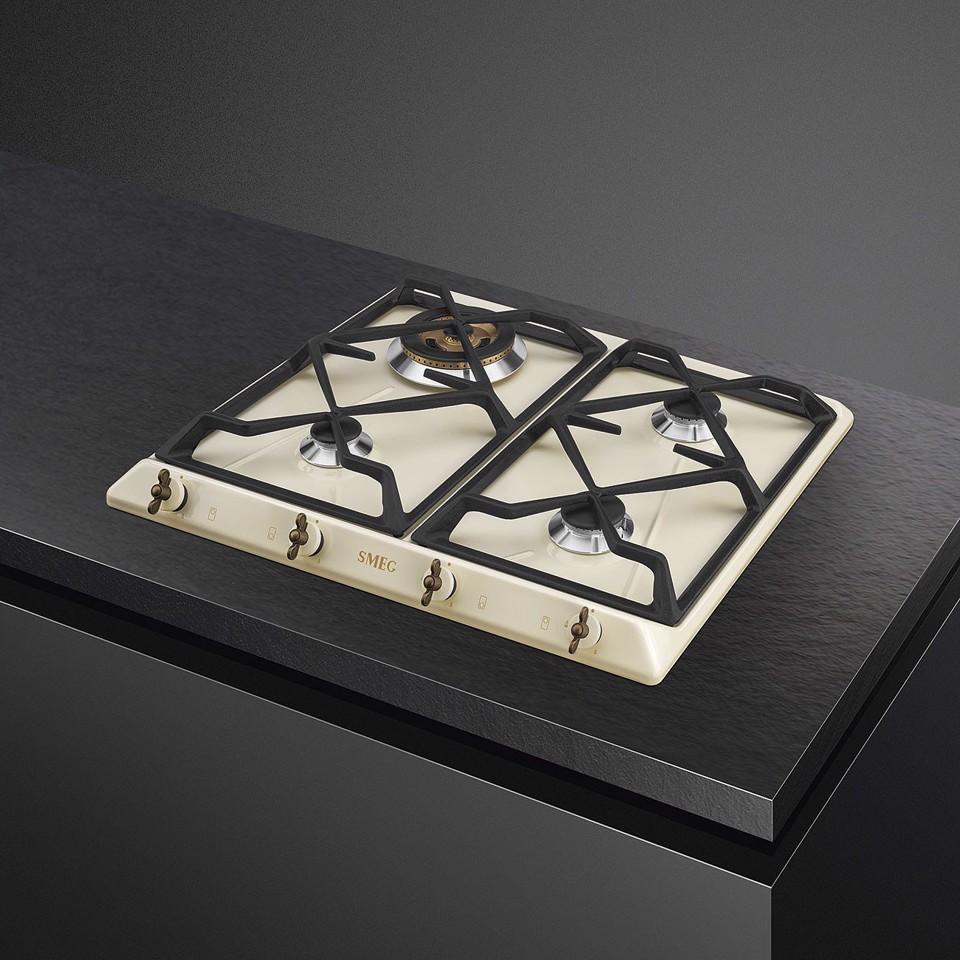 Smeg Coloniale SRV864POGH piano cottura Crema Da incasso 60 cm Gas 4 Fornello(i)