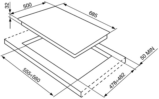 Smeg Coloniale SRV876AOGH piano cottura Antracite Da incasso 68.5 cm Gas 5 Fornello(i)