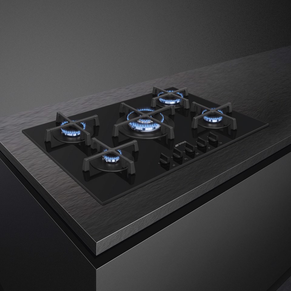 Smeg Cucina PV275B piano cottura Nero Da incasso 72 cm Gas 5 Fornello(i) Made in Italy