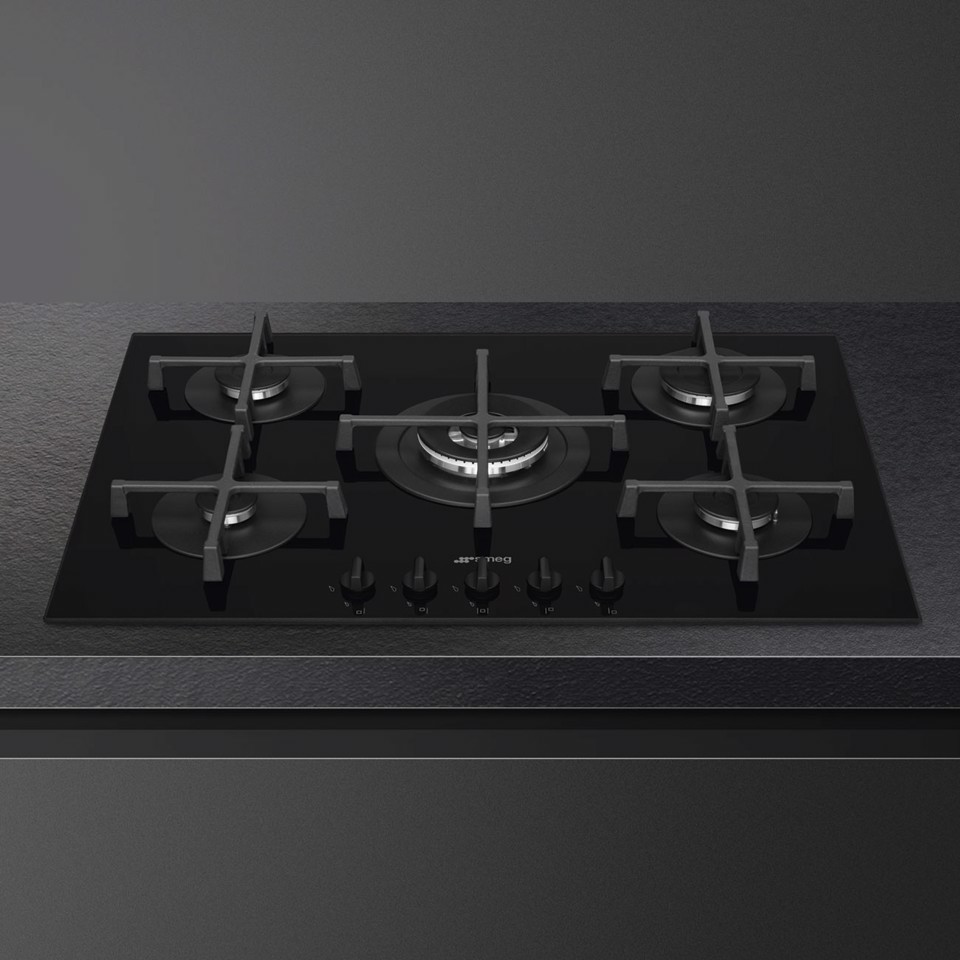 Smeg Cucina PV275B piano cottura Nero Da incasso 72 cm Gas 5 Fornello(i) Made in Italy