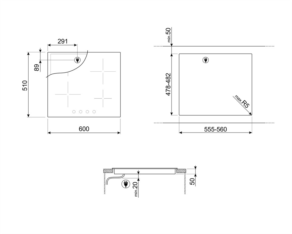 Smeg Cucina SI264DM piano cottura Nero Da incasso Piano cottura a induzione 4 Fornello(i)