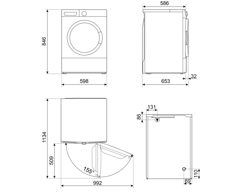 Smeg DN93SL asciugatrice Libera installazione Caricamento frontale 9 kg Bianco