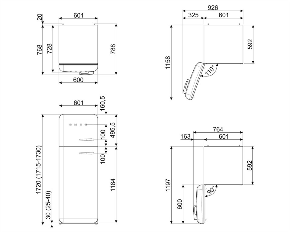 Smeg FAB30LRD6 frigorifero con congelatore Libera installazione 294 L C Rosso