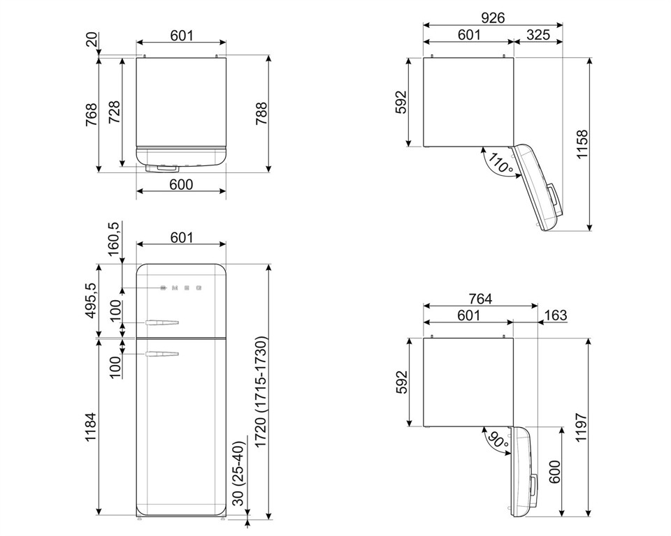Smeg FAB30ROR6 frigorifero con congelatore Libera installazione 294 L Arancione Made in Italy
