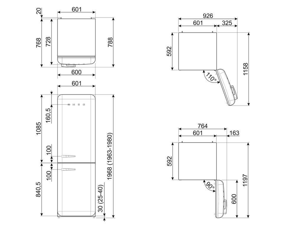 Smeg FAB32ROR6 frigorifero con congelatore Libera installazione 331 L Arancione Made in Italy
