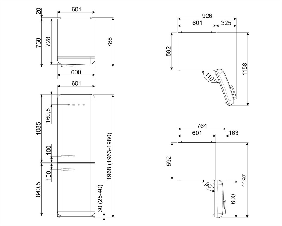 Smeg FAB32RWH6 frigorifero con congelatore Libera installazione 234 L D Bianco