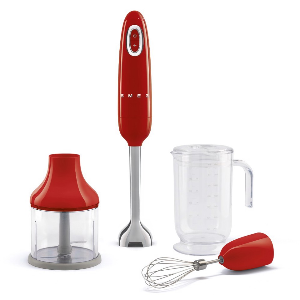 Smeg HBF03RDEU frullatore Frullatore ad immersione 700 W Rosso, Acciaio inox