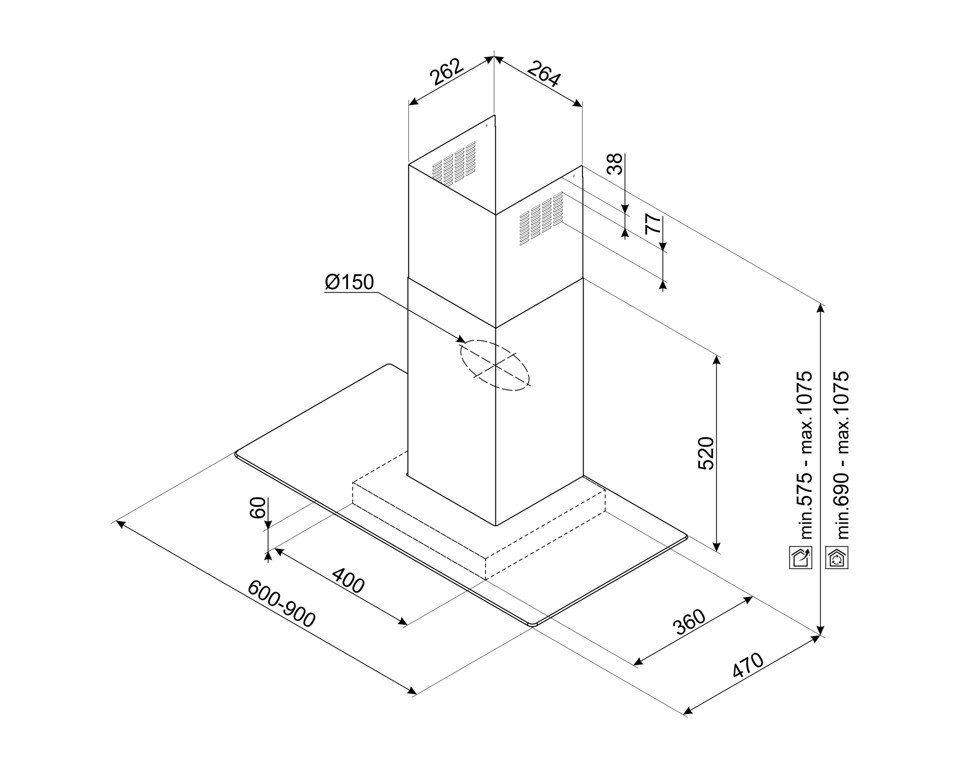 Smeg KBT600ve Integrato Acciaio inossidabile 451 m³/h B