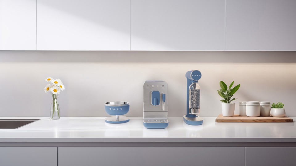 Smeg KSC01SBMWW bilancia da cucina Blu Superficie piana Rotondo Bilancia da cucina elettronica