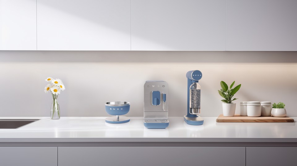 Smeg KSC01SBMWW bilancia da cucina Blu Superficie piana Rotondo Bilancia da cucina elettronica