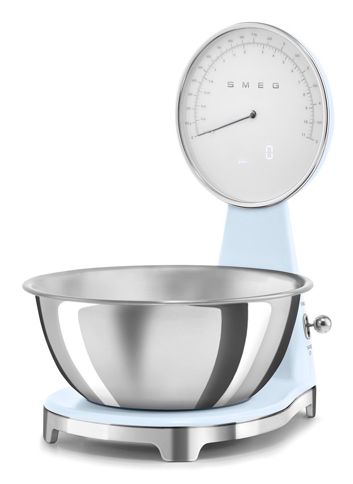 Smeg KSF01PBWW bilancia da cucina Blu, Cromo Superficie piana Bilancia da cucina elettronica