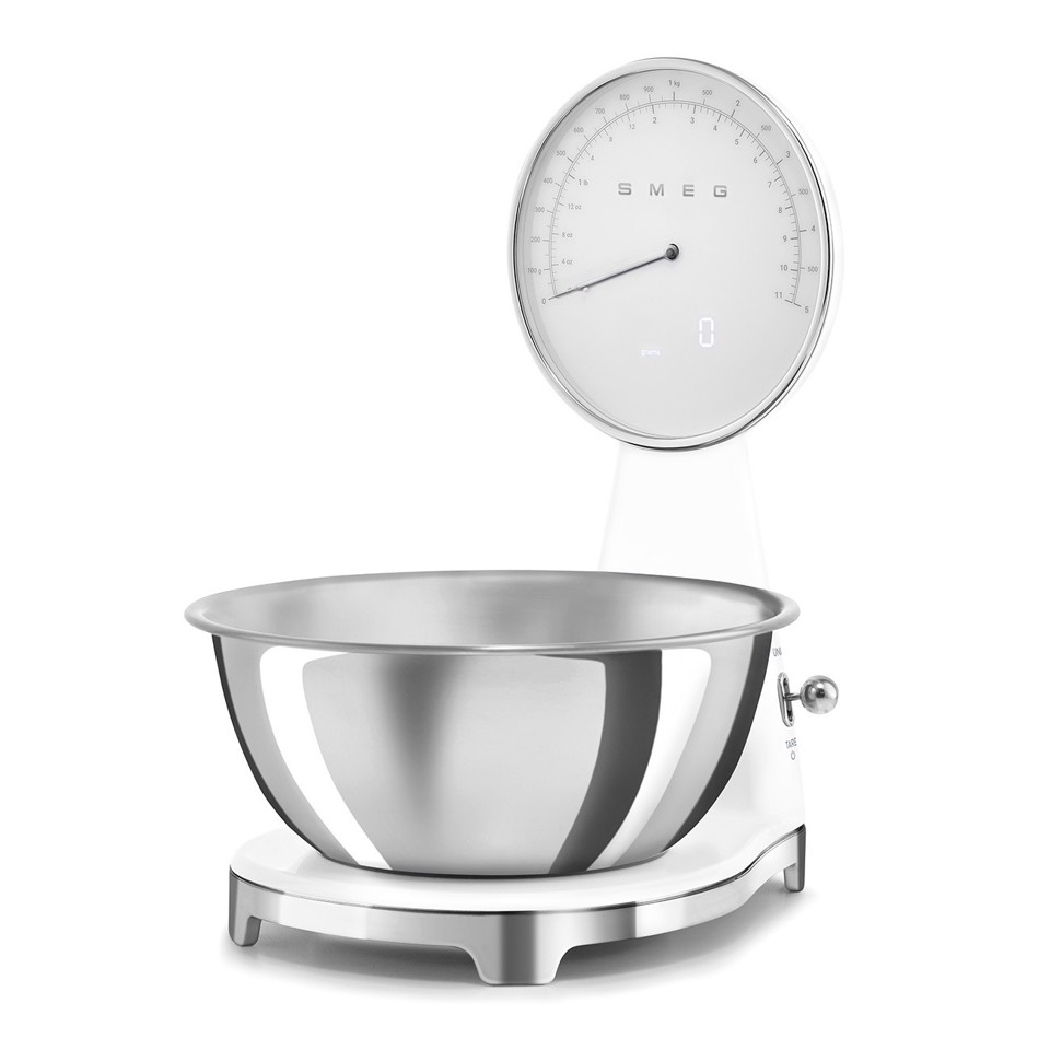 Smeg KSF01WHWW bilancia da cucina Cromo, Bianco Superficie piana Bilancia da cucina elettronica