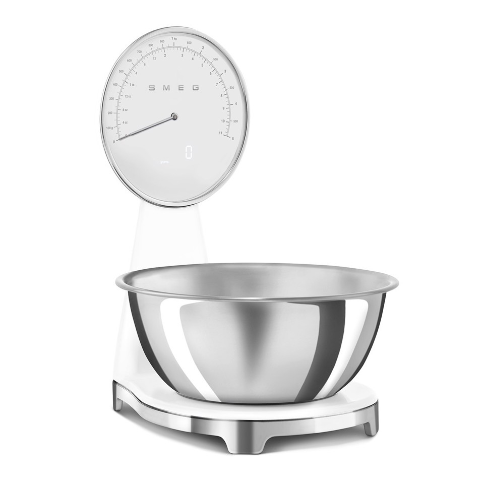 Smeg KSF01WHWW bilancia da cucina Cromo, Bianco Superficie piana Bilancia da cucina elettronica