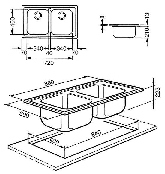 Smeg LM862-2 lavello Rettangolare Acciaio inossidabile